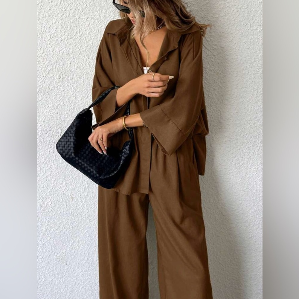 SHEIN Brown Wide Leg Jumpsuit